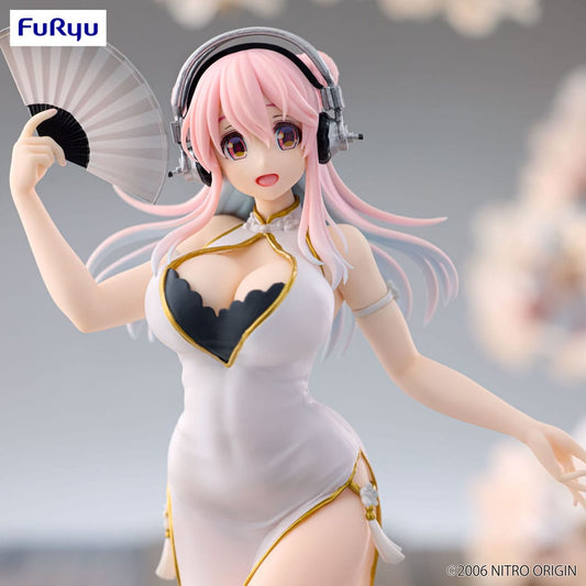 Super Sonico Trio-Try-iT PVC Statue White China Dress Ver. 21 cm