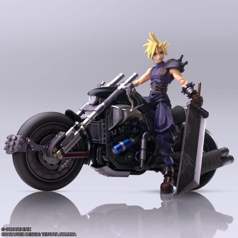 Final Fantasy VII Bring Arts Actionfigur und Fahrzeug Cloud Strife & Hardy-Daytona 15 cm