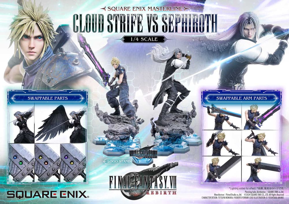 Final Fantasy VII Rebirth Masterline Statuen 2er-Pack 1/4 Cloud Strife vs Sephiroth 69 cm